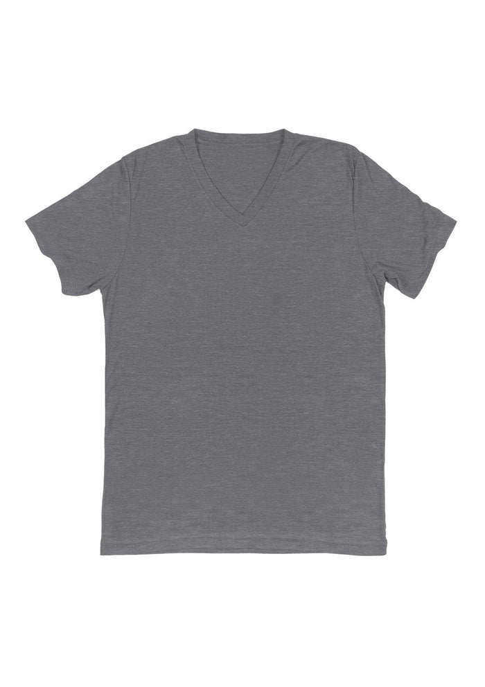 mens heather grey classic fit  t-shirt long sleeve v-neck heather airlume cotton flat front image