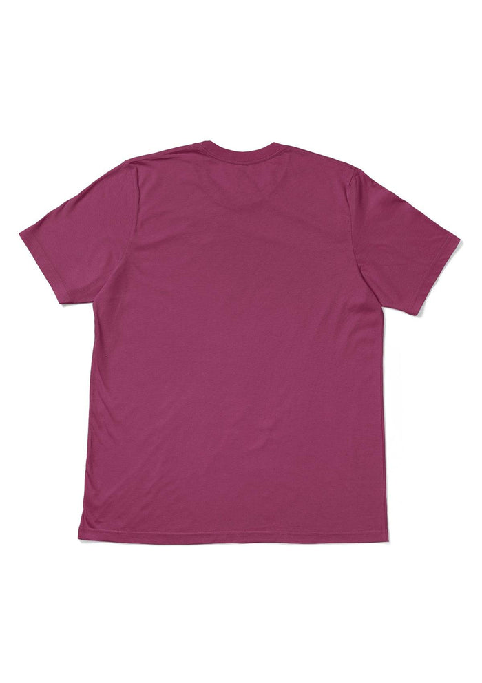 mens pink berry classic fit t-shirt airlume cotton crew neck back flat view