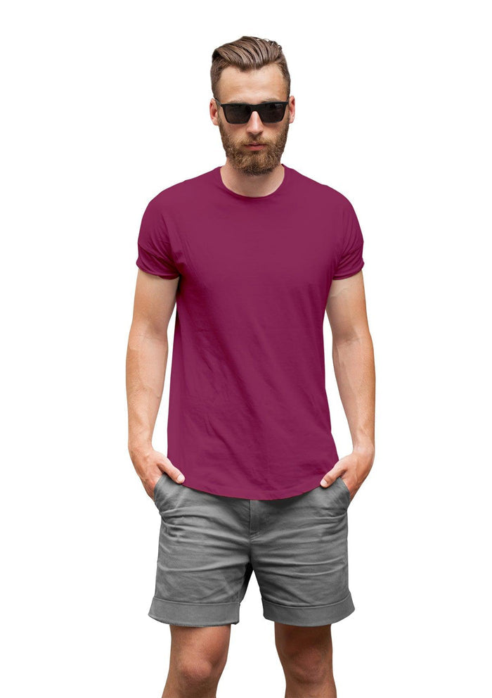 mens pink berry classic fit t-shirt airlume cotton crew neck lifestyle image