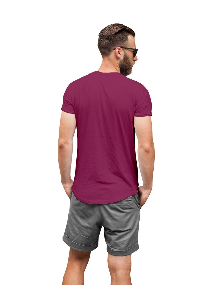 mens pink berry classic fit t-shirt airlume cotton crew neck back lifestyle image