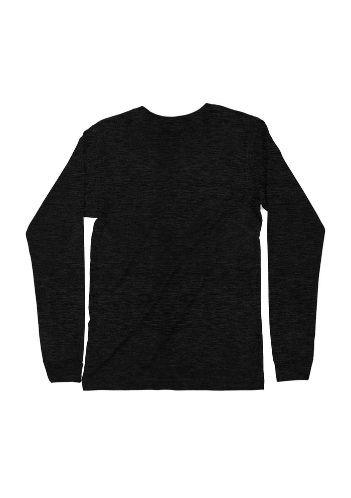 Men’s black heather long sleeve t-shirt - lifestyle view