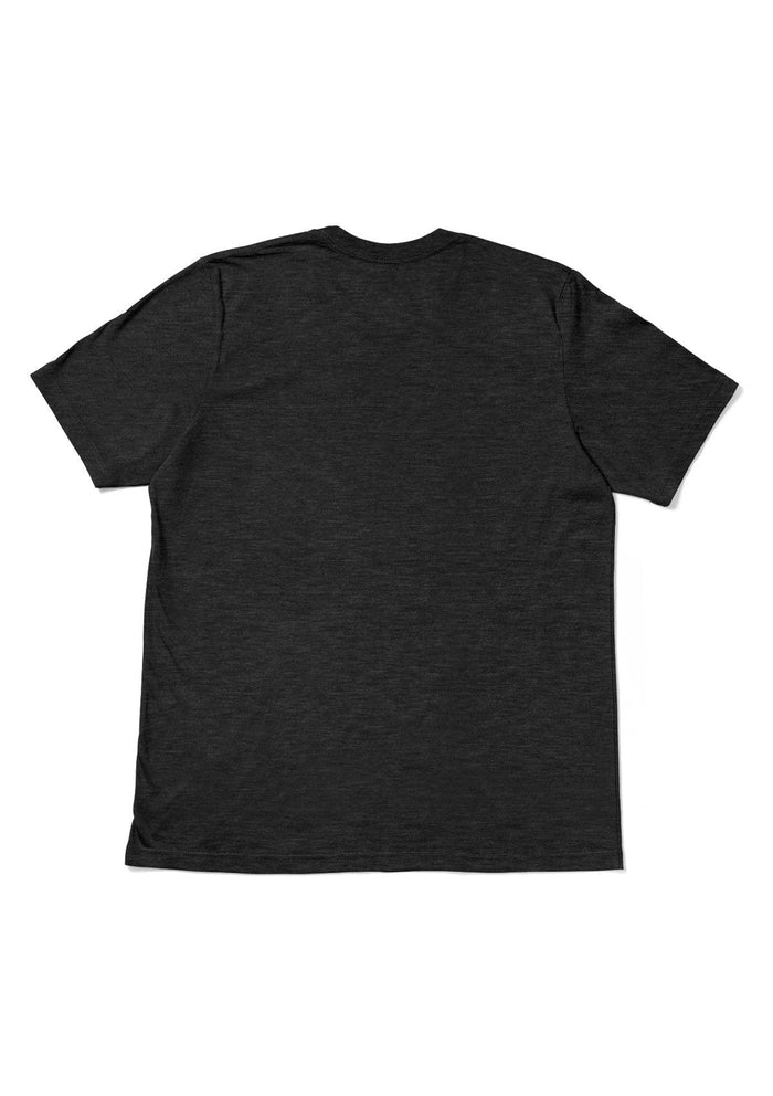 Men’s black heather crew neck t-shirt - back view