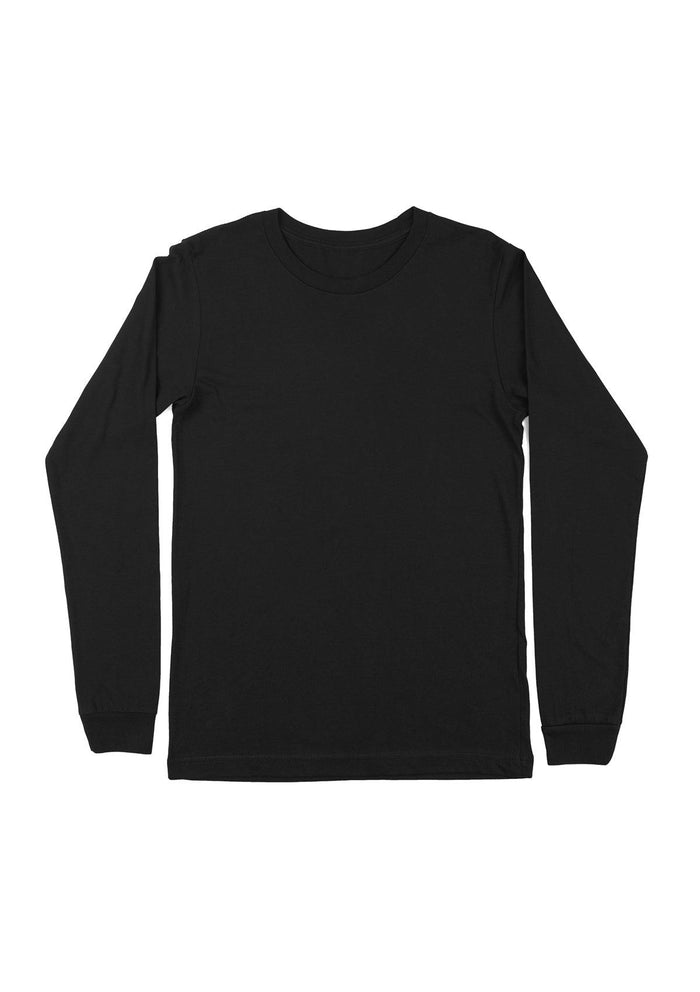 Men’s black long sleeve Airlume cotton t-shirt - front view