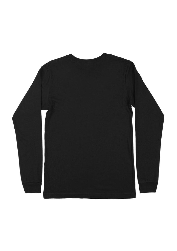 Men’s black long sleeve Airlume cotton t-shirt - lifestyle view