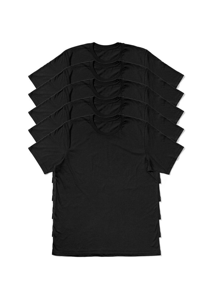 Men’s black Airlume cotton t-shirt 5-pack - front view