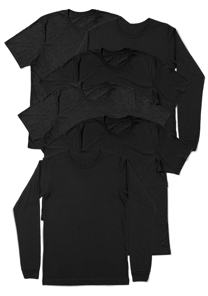 Men’s black short and long sleeve t-shirt combo pack - front view