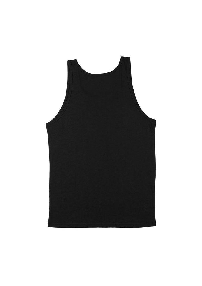 Men’s black tank top in Airlume cotton - lifestyle view