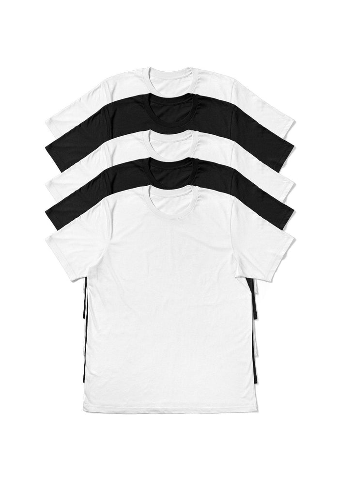 Mens T-Shirts Short Sleeve Crew Neck Black & White 5 Pack - Perfect TShirt Co