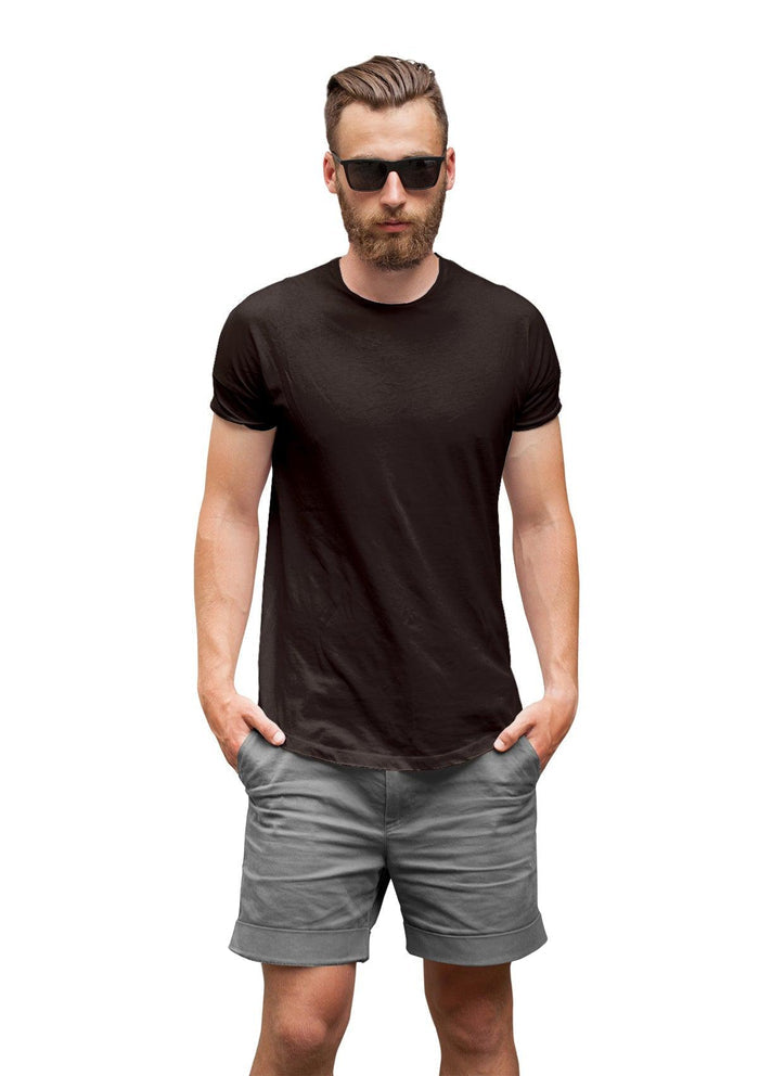 mens brown classic fit t-shirt short sleeve crew neck airlume cotton lifestyle images
