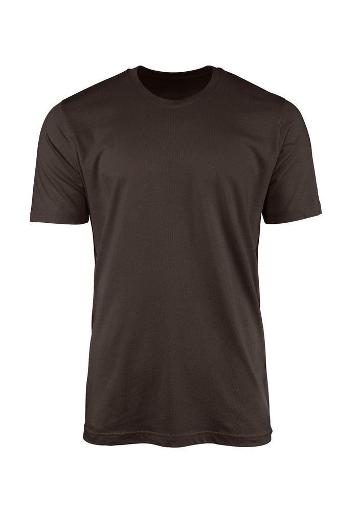 mens brown classic fit t-shirt short sleeve crew neck airlume cotton front 3Dt view