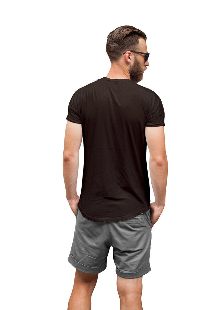 mens brown classic fit t-shirt short sleeve crew neck airlume cotton back lifestyle image