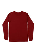 mens burgundy classic fit  t-shirt long  sleeve crew neck airlume cotton front flat image