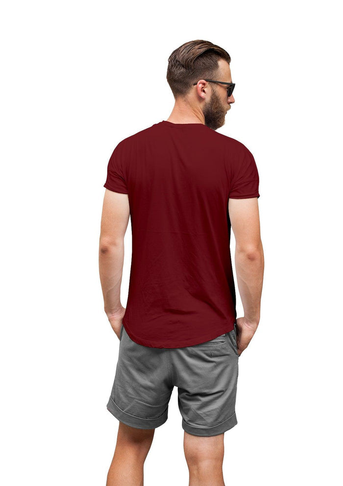 mens burgundy classic fit  t-shirt short sleeve crew neck airlume cotton back lifestyle image