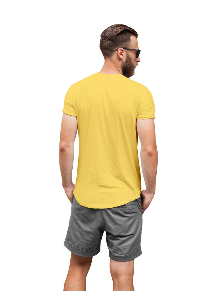 mens butter yellow classic fit t-shirt short sleeve crew neck airlume cotton back lifestyle image