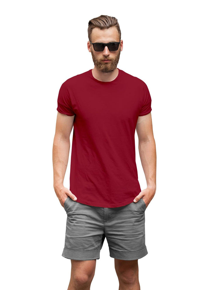mens red classic cut t-shirt short sleeve crew neck airlume cotton lifestyle image