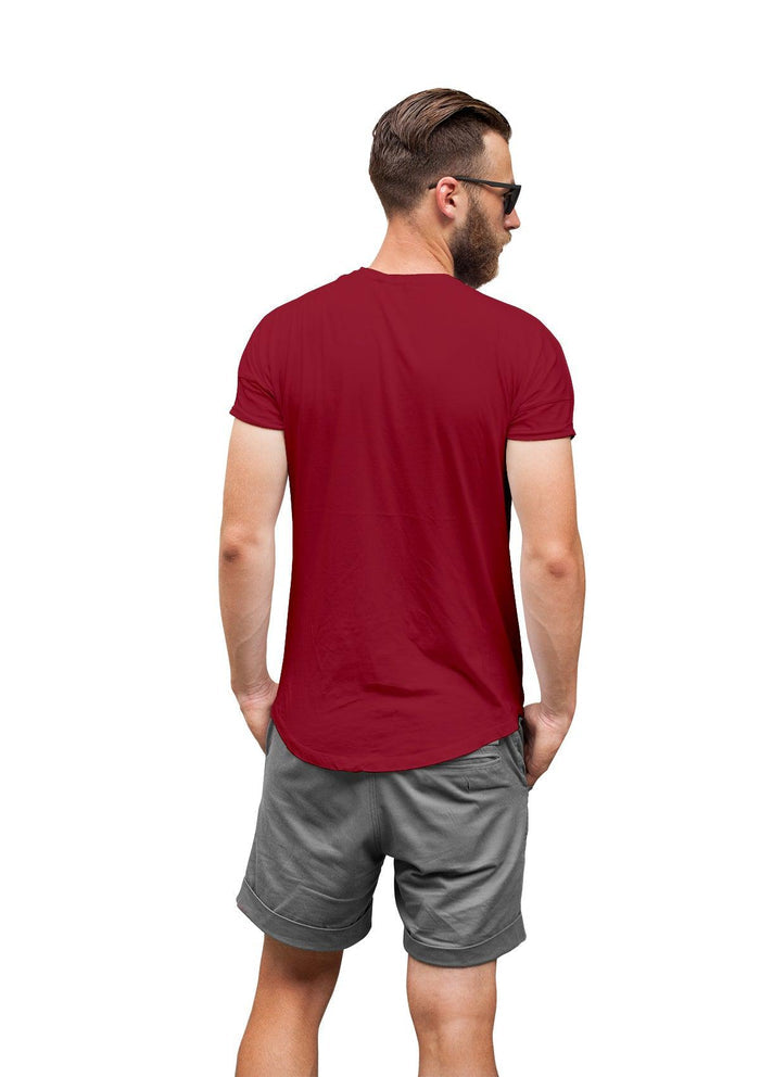 mens red classic cut t-shirt short sleeve crew neck airlume cotton back lifestyle image