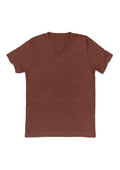 mens brown classic fit t-shirt short sleeve v-neck airlume cotton front flat view