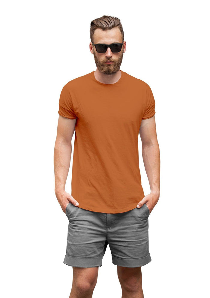 mens-orange copper-classic fit t-shirt short sleeve crew neck airlume cotton lifestyle image