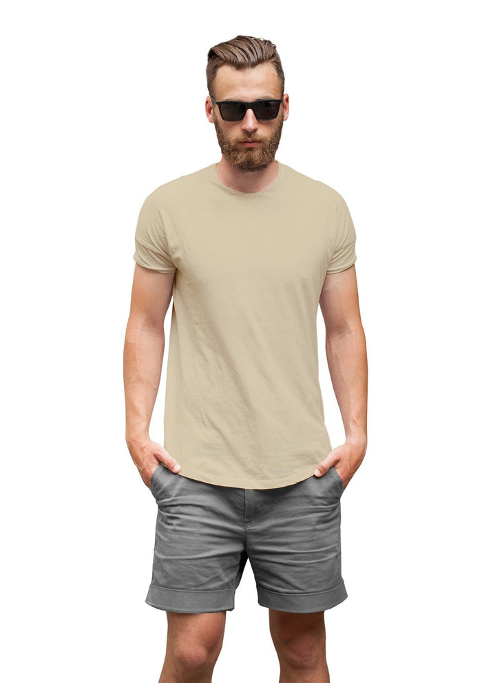 mens cream classic fit  t-shirt short sleeve airlume cotton lifestyle image