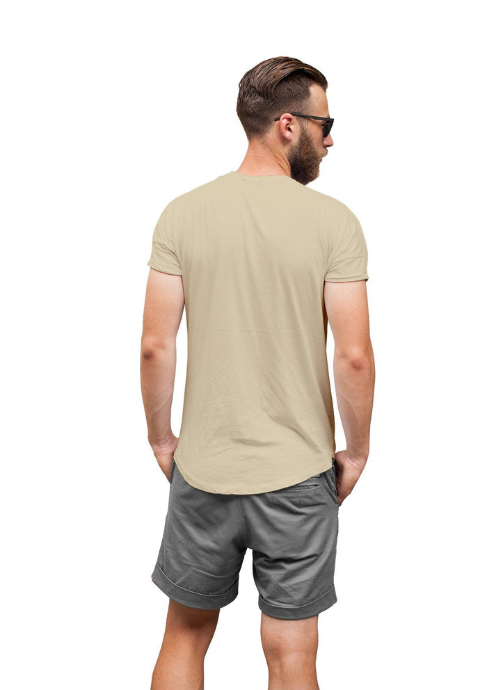 mens cream classic fit  t-shirt short sleeve airlume cotton back lifestyle image