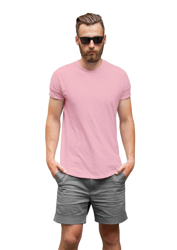 mens pink classic fit t-shirt airlume cotton crew neck lifestyle image