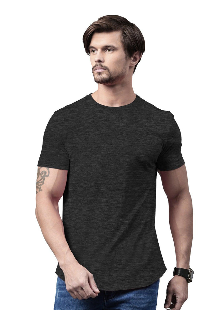 mens gray classic fit t-shirt crew neck short sleeve heather airlume cotton lifestyle image