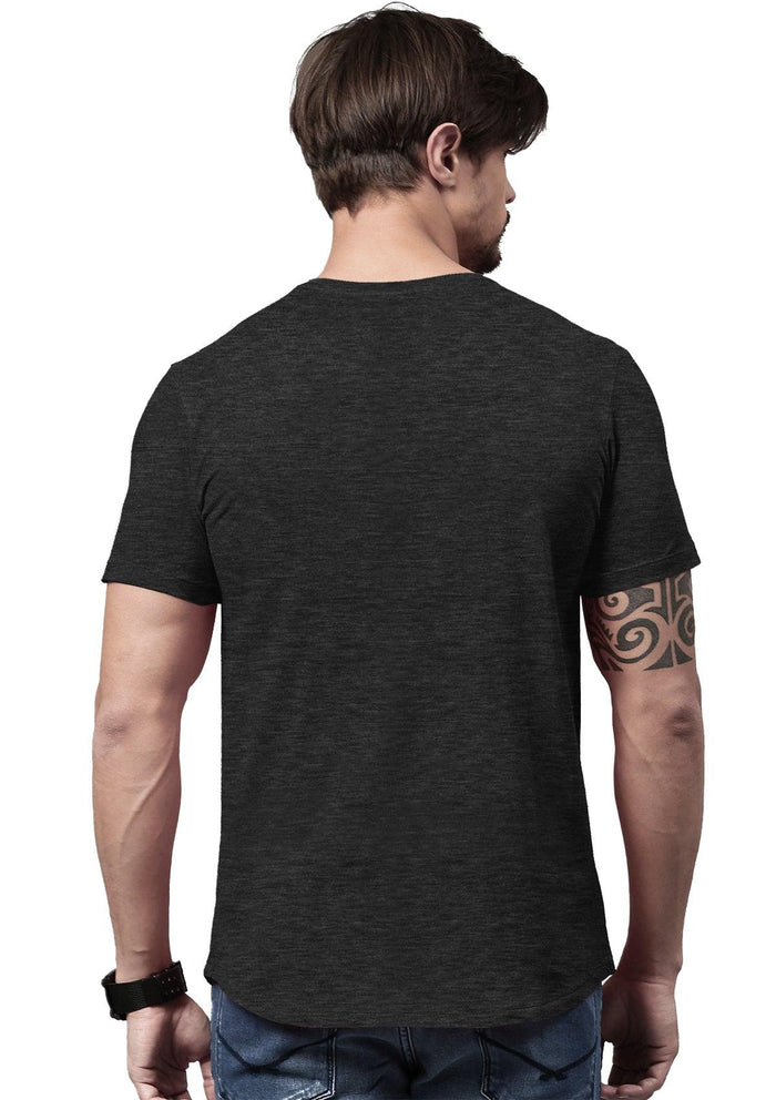 mens gray classic fit t-shirt crew neck short sleeve heather airlume cotton lifestyle back  image