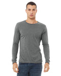 mens heather grey classic fit  t-shirt long sleeve crew neck heather airlume cotton lifestyle image