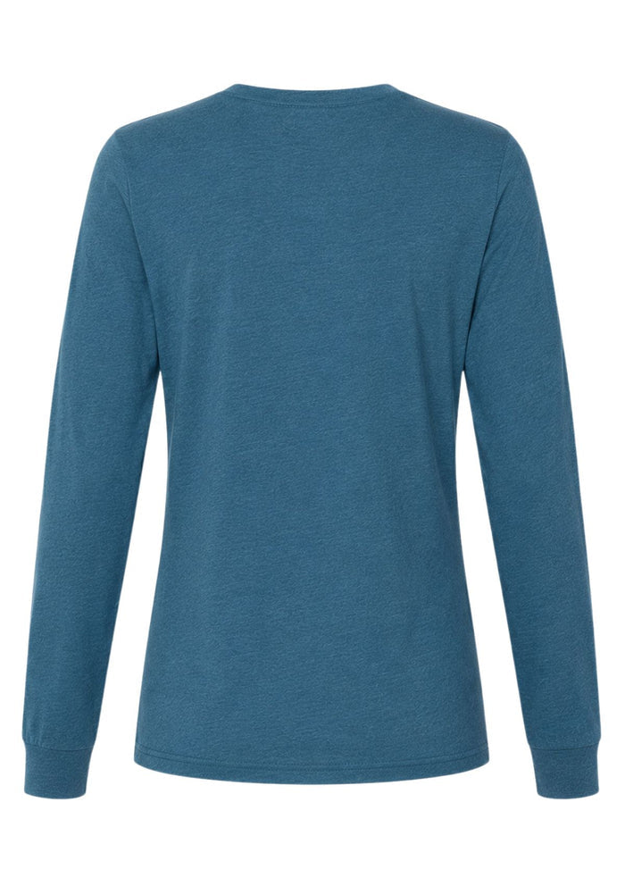 mens deep teal blue t-shirt long sleeve heather back flat image