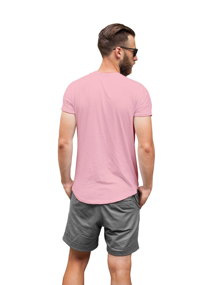 mens pink classic fit t-shirt airlume cotton crew neck back lifestyle image
