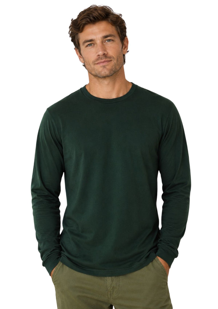mens forest green classic fit t-shirt long sleeve crew neck image view.jpg