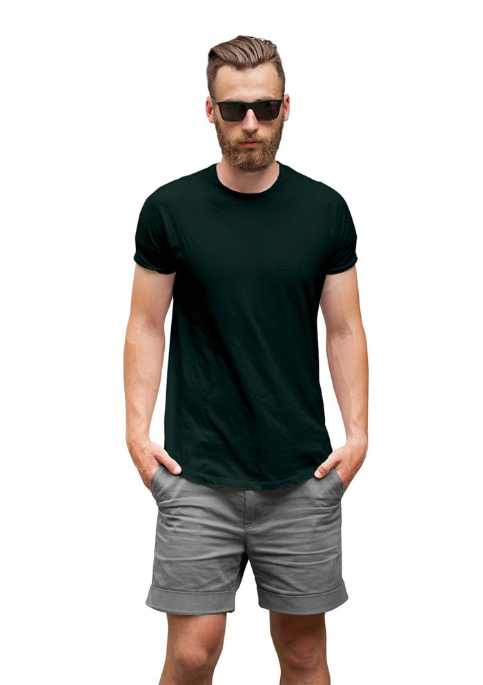 mens forest green classic fit short sleeve crew neck airlume cotton lifestyle image