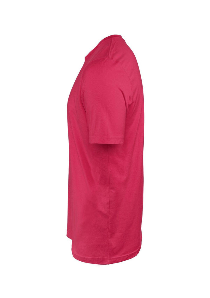 mens pink fuchsia classic fit t-shirt airlume cotton crew neck left side 3D image