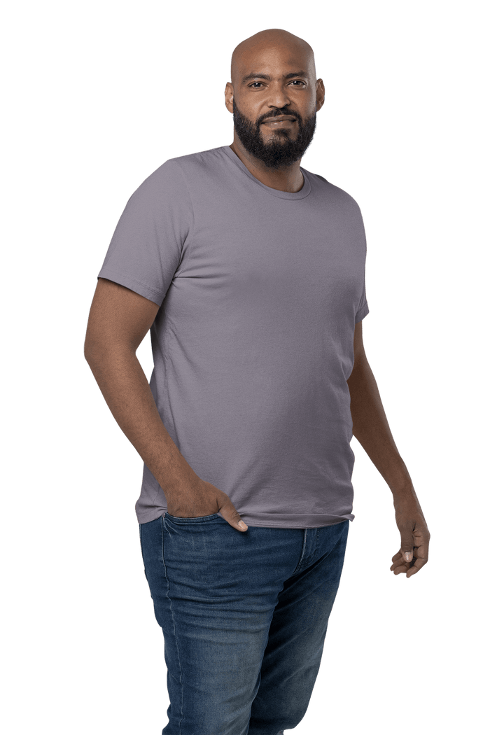 mens gray big and tall classic fit t-shirt  short sleeve crew neck airlume cotton lifestyle image