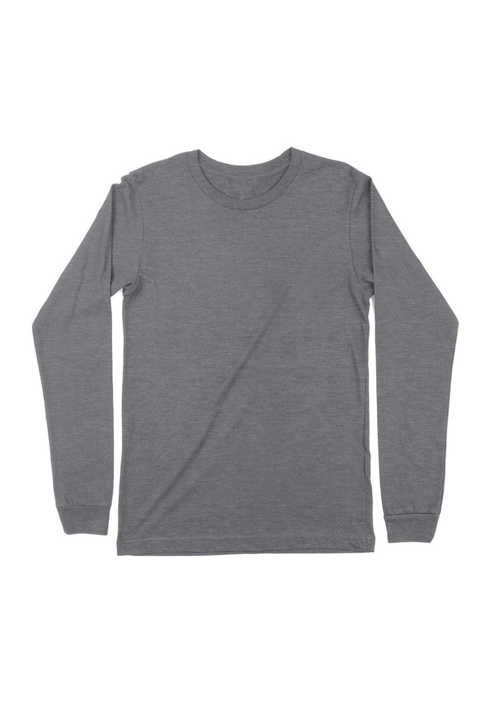 mens gray classic fit t-shirt long sleeve crew neck  triblend front flat images