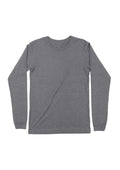 mens gray classic fit t-shirt long sleeve crew neck  triblend front flat images