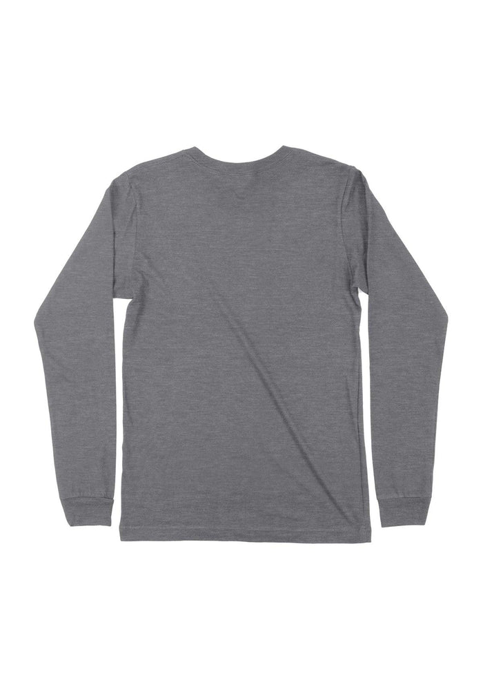 mens gray classic fit t-shirt long sleeve crew neck  triblend back front images