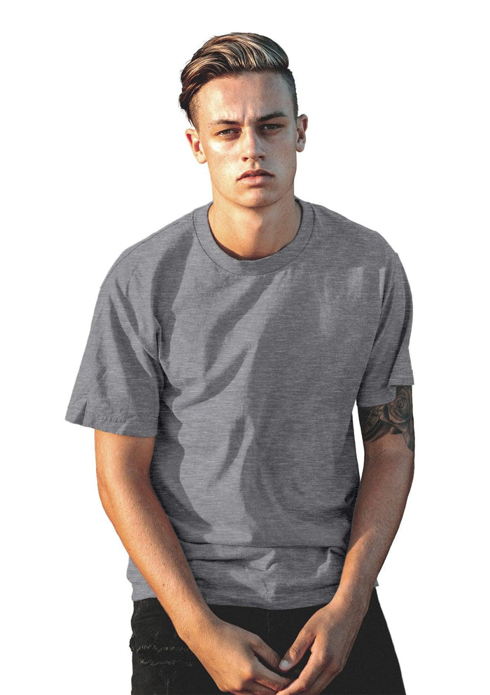 mens heather grey classic fit t-shirt short sleeve crew neck triblend lifestyle image