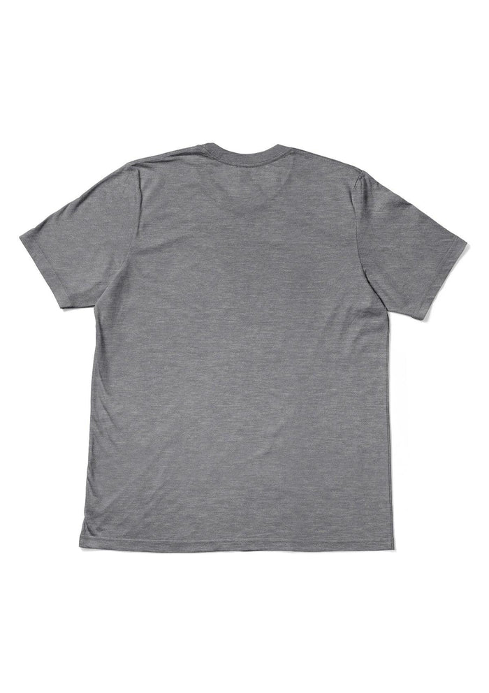 mens heather grey classic fit t-shirt short sleeve crew neck triblend flat back image