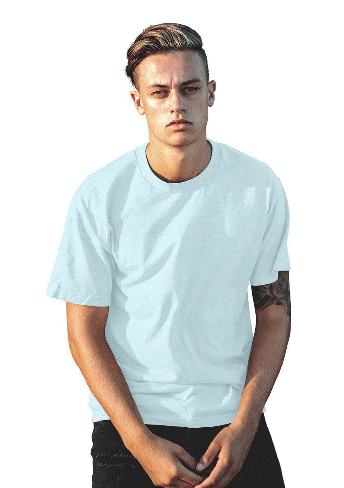 Mens T-Shirt Short Sleeve Crew Neck Ice Blue Triblend - Perfect TShirt Co