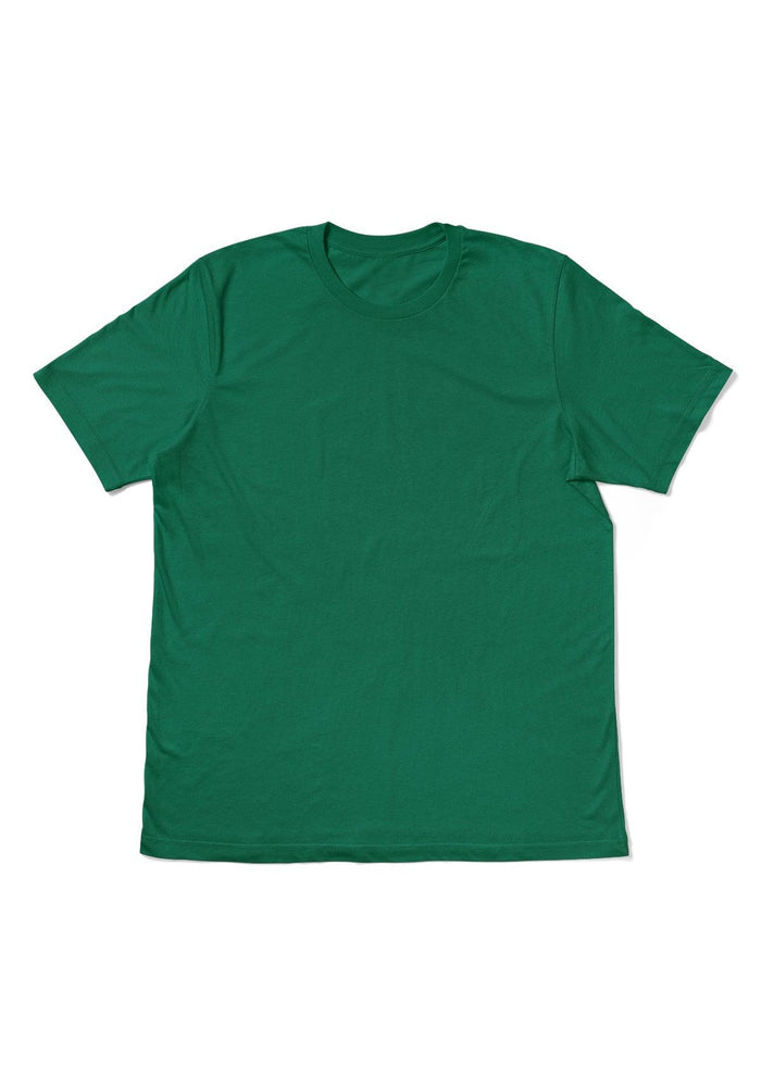 mens Kelly green classic fit t-shirt short sleeve crew-neck airlume cotton front flat view