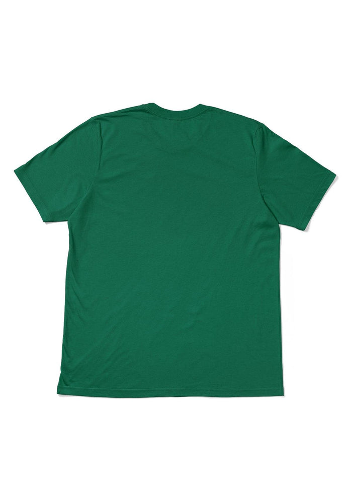 mens Kelly green classic fit t-shirt short sleeve crew-neck airlume cotton back flat view