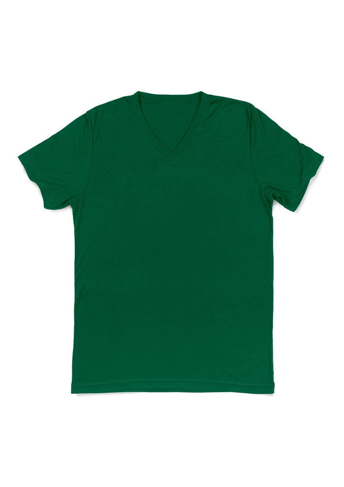 mens kelly green classic fit t-shirt short sleeve v-neck airlume cotton front flat view