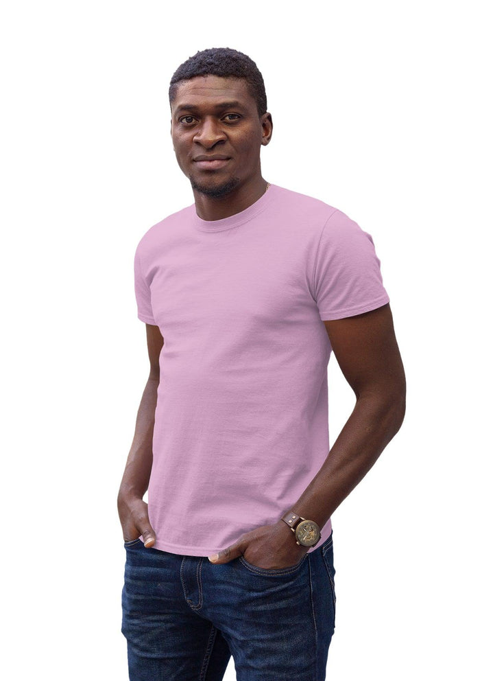mens purple lilac classic fit t-shirt short sleeve crew neck airlume cotton lifestyle image