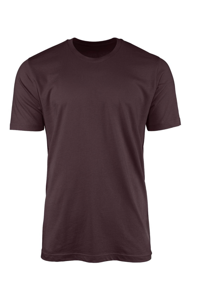 mens burgundy maroon classic fit  t-shirt short sleeve crew neck airlume cotton front 3D image