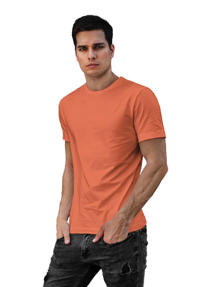 mens-orange-classic fit t-shirt short sleeve crew neck airlume cotton lifestyle image