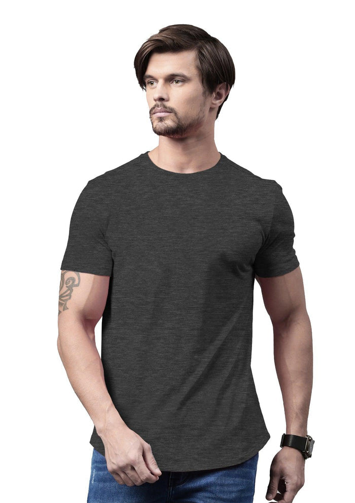 mens gray classic fit t-shirt crew neck short sleeve heather airlume cotton lifestyle image