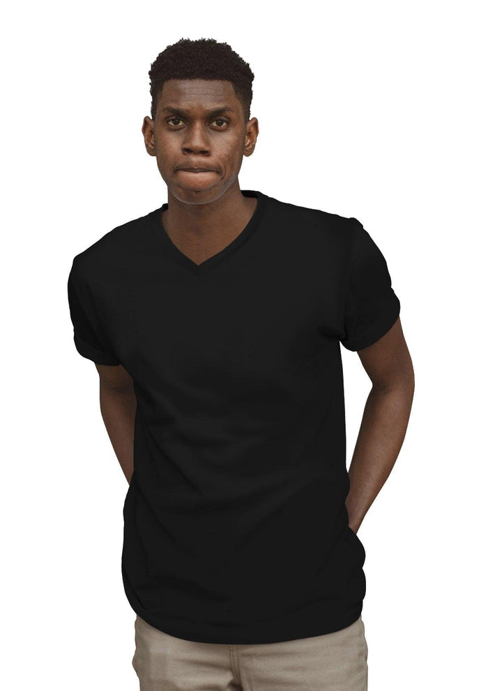 Men’s black triblend V-neck t-shirt - back view