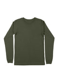 mens military green classic fit t-shirt long sleeve crew-neck airlume cotton front flat view