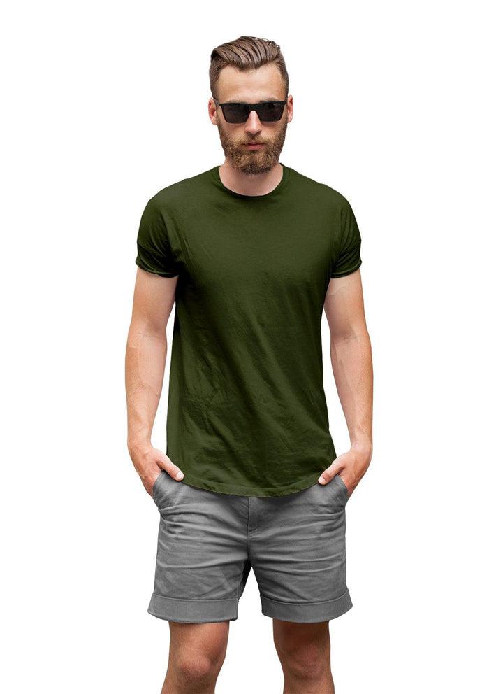 mens military green classic fit t-shirt short sleeve crew-neck airlume cotton lifestyle image